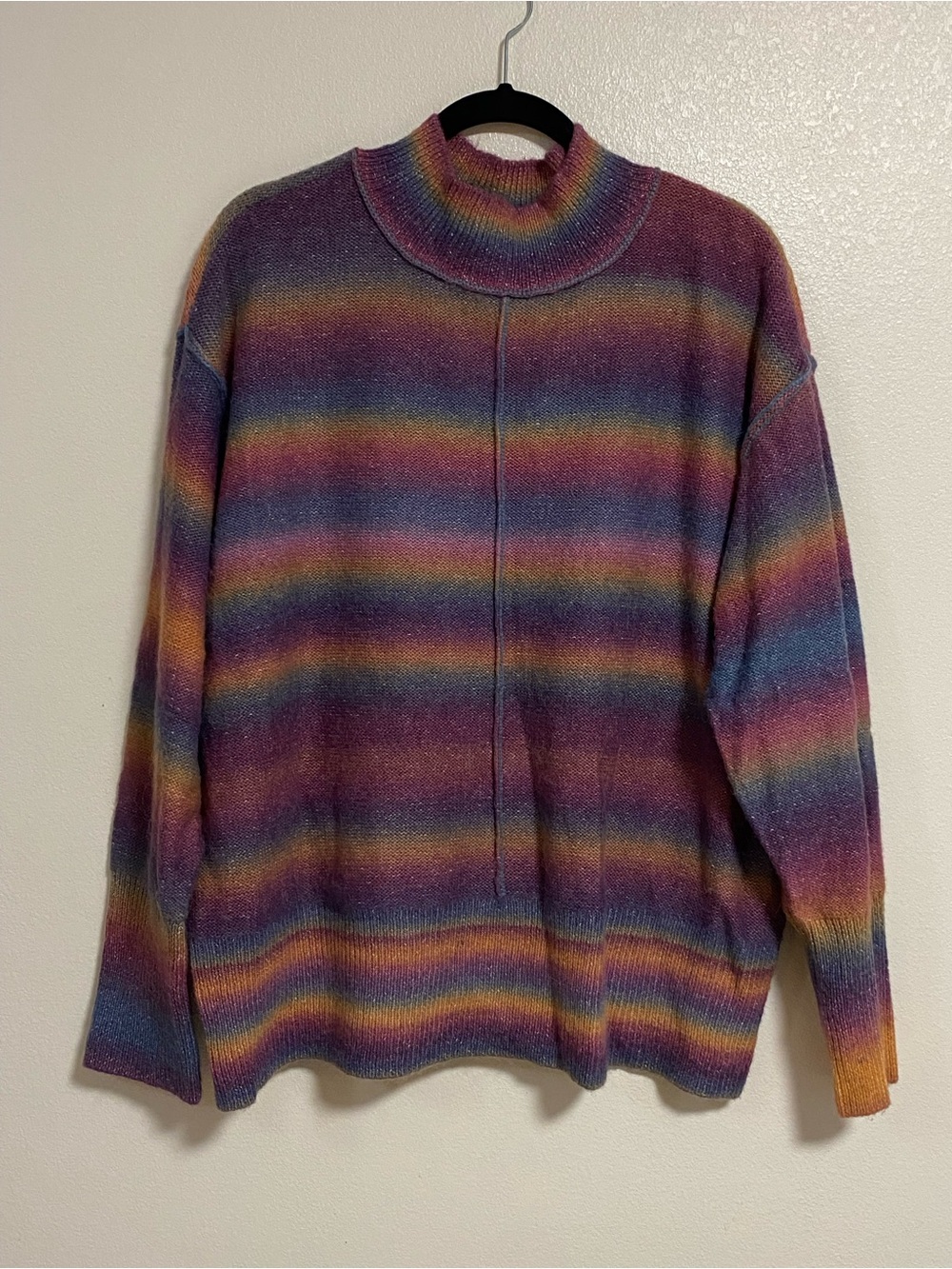 Beach Lunch Lounge Sweater Women’s Size XXL Striped Multicolor Mock Neck Sweater